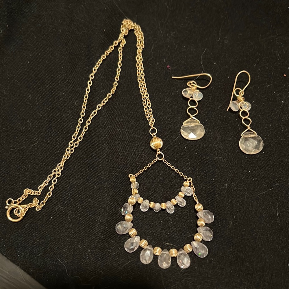 Sarah Briggs gemstone necklace and earrings set